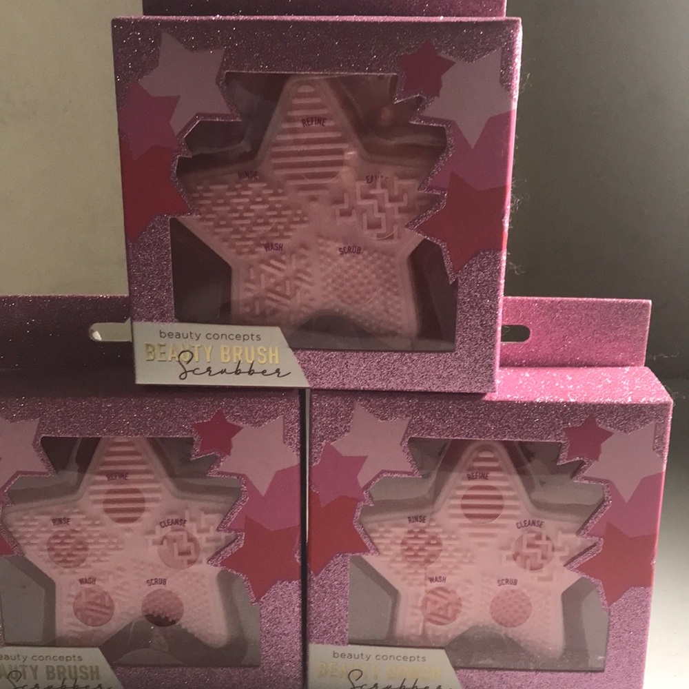 3 X BEAUTY CONCEPTS PINK STAR BRUSH SCRUBBER LOT